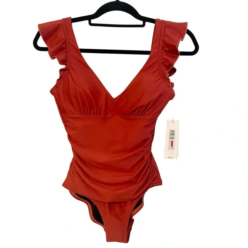 DKNY Flutter Sleeve One Piece Swimsuit XS NWT - Picture 10 of 10